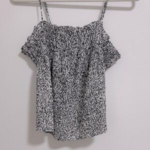 BR Black and White Pleated Tank Top